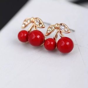 🍒Trendy Fashion Gold🍒Cherries Diamond Earrings🍒